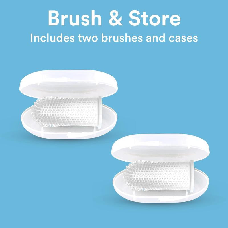 Jasper Dog Toothbrush, 360º Dog Tooth Brushing Kit, Cat Toothbrush, Dog Teeth Cleaning, Dog Finger Toothbrush, Dog Tooth Brush for Small & Large Pets - Blue 2-Pack