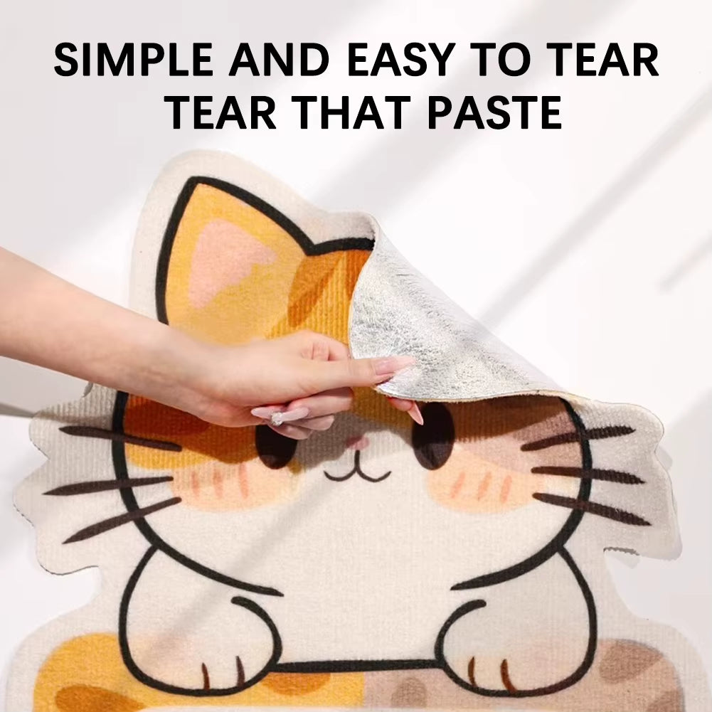 Self-Adhesive Cat Scratcher with Random Hanging Cat Toy Wall Mounted Felt Cat Scratch Mat Cats Scratcher Pad Carpet Cat Supply