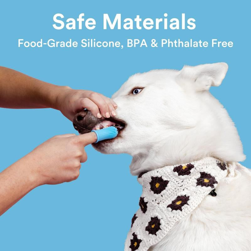 Jasper Dog Toothbrush, 360º Dog Tooth Brushing Kit, Cat Toothbrush, Dog Teeth Cleaning, Dog Finger Toothbrush, Dog Tooth Brush for Small & Large Pets - Blue 2-Pack