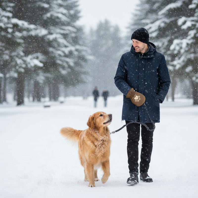 【Warmleash️️️】 Dog Leash with Integrated Thermal Mitten for Winter Walking, Leash with Built-In Handle, Winter Dog Walking Essentials, 6 FT, 1/2 Inch
