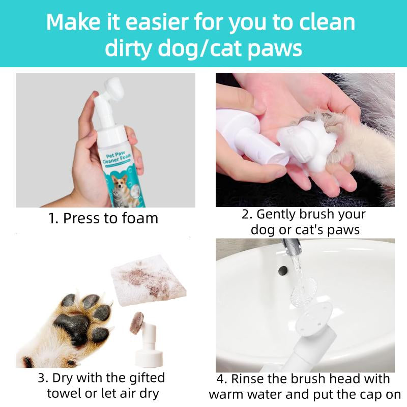 Pet Paw Cleaner for Dogs and Cats No Rinse Foaming Cleanser Gentle Hypoallergenic Ph Balanced Safe for All Pet Sizes