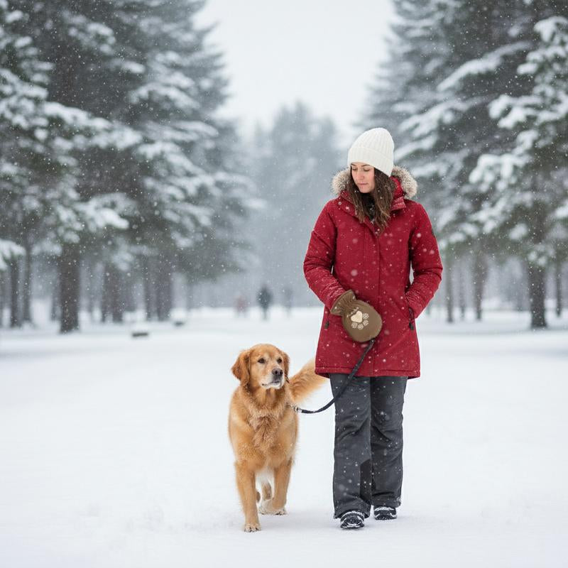 【Warmleash️️️】 Dog Leash with Integrated Thermal Mitten for Winter Walking, Leash with Built-In Handle, Winter Dog Walking Essentials, 6 FT, 1/2 Inch