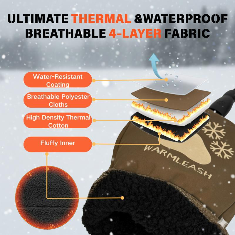 【Warmleash️️️】 Dog Leash with Integrated Thermal Mitten for Winter Walking, Leash with Built-In Handle, Winter Dog Walking Essentials, 6 FT, 1/2 Inch